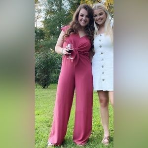She + Sky Mauve Front Tie Jumpsuit Size Small